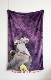 Balenciaga Purple Background Flannel Throw Blanket BA353